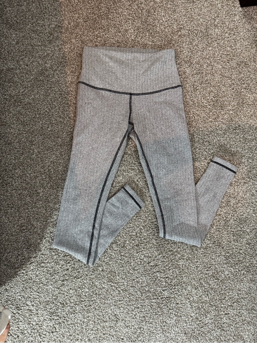 lululemon athletica Gray Ribbed Leggings with Black Contrast Seams